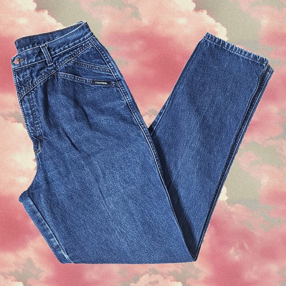 VTG Rocky Mountain Dark Wash Western High Rise Bareback Jeans, sz 30x35